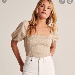 A&F Smocked Puff Sleeve Top